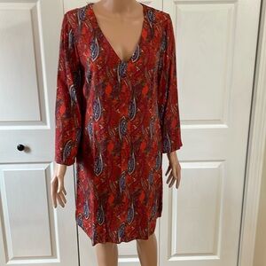 Venus Red Paisley shift dress